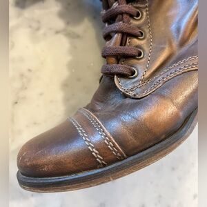 Steve Madden Women’s Troopa Brown Leather Military Combat Boots Size 6